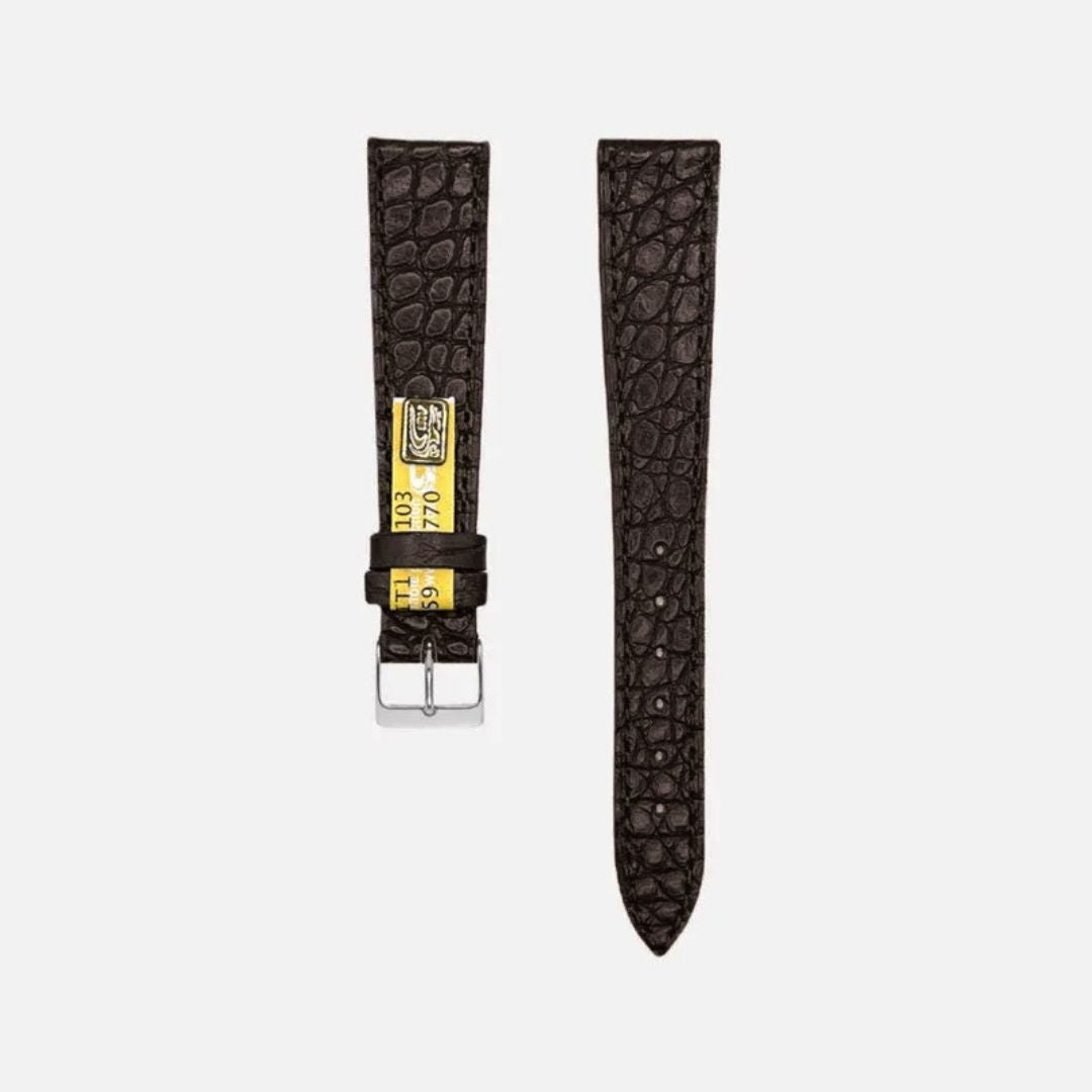 Braunes echtes Alligatorband 18/14mm – Freisteller des handgefertigten, strapazierfähigen Alligatorlederarmbands, perfektes Design für sportliche und luxuriöse Zeitmesser wie die Rolex Oyster Perpetual Cosmograph