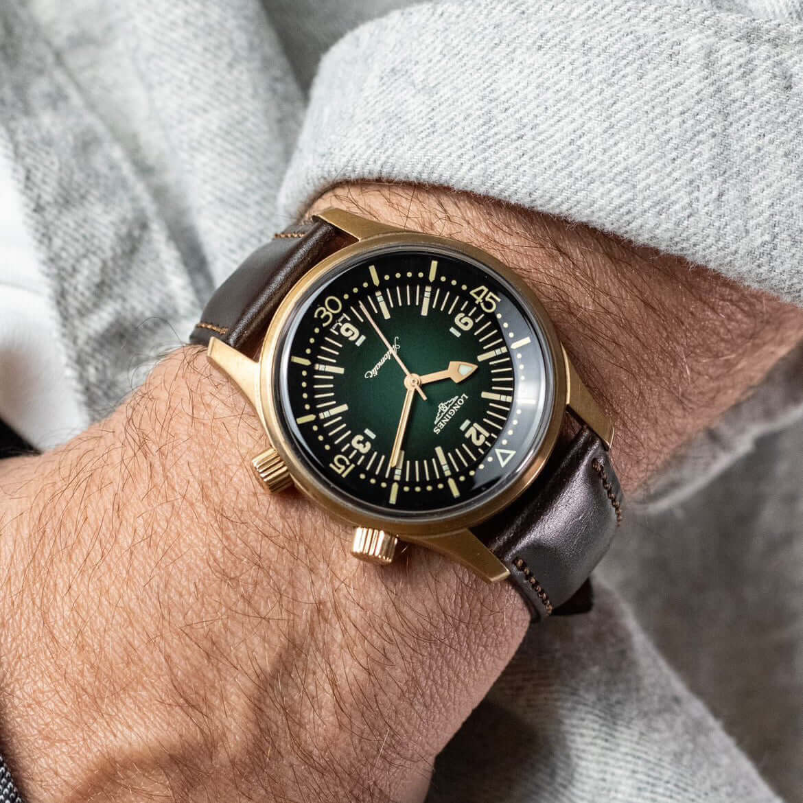 Yorkshire Uhrenarmband – Bridle-Leder & Zermatt-Kalbleder von Haas an einer Herrenuhr