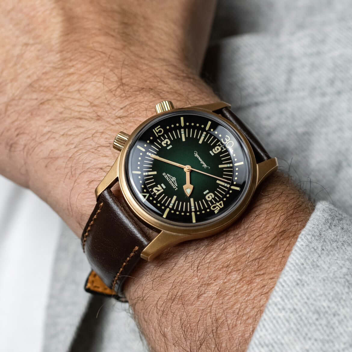 Luxus Yorkshire Uhrenarmband – Bridle-Leder & Zermatt-Kalbleder von Haas am Handgelenk, hochwertige Materialqualität, robust und geschmeidig.