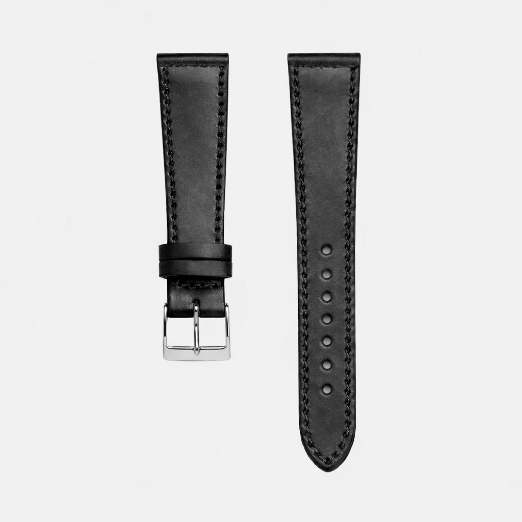 Chrom Excel – Armband aus feinstem Horween Chromexcel Leder in Schwarz, luxuriöses Uhrenarmband, handgefertigt, langlebig.