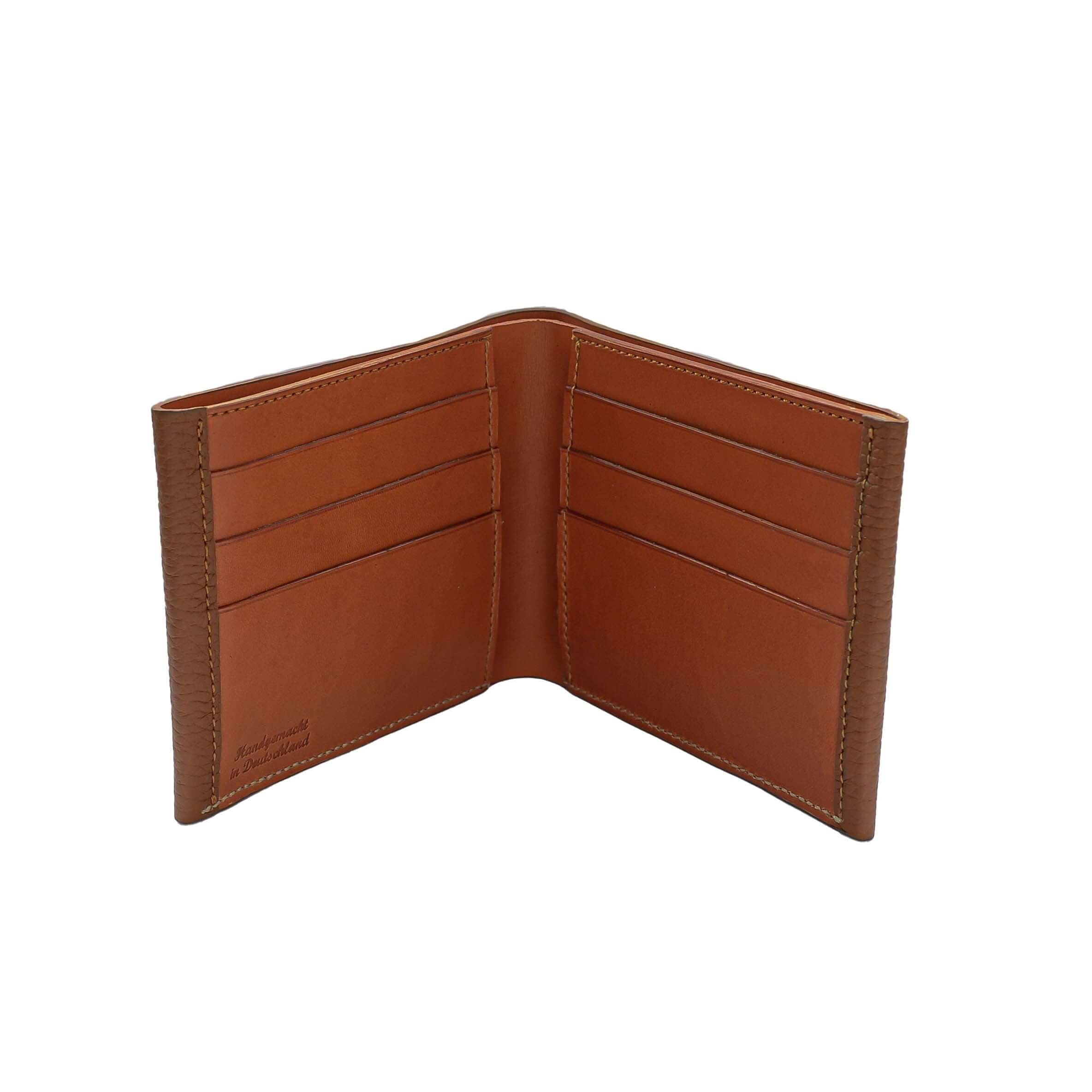 Elegante Darstellung des geldbeutel herren leder in Braun, aus hochwertigem echtem Togo Leder.