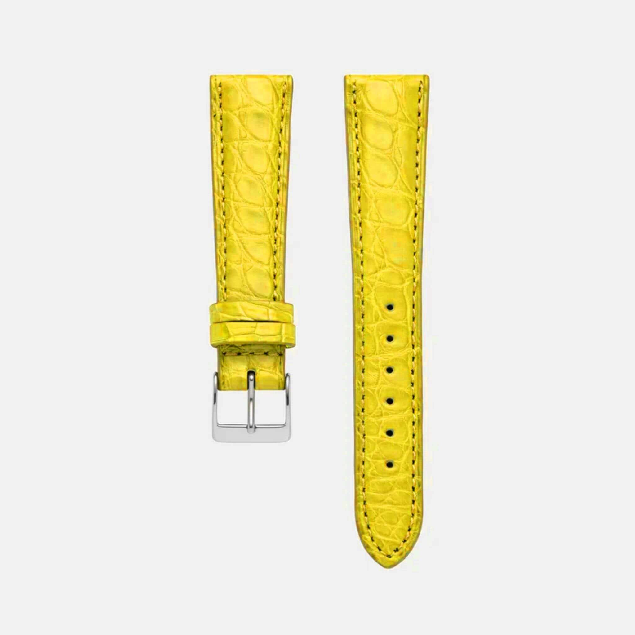 Gelbes Alligator-Kopfleder-Lederarmband, Sonderposten in 4 Farben, elegantes Uhrenarmband für stilvolle Uhren.