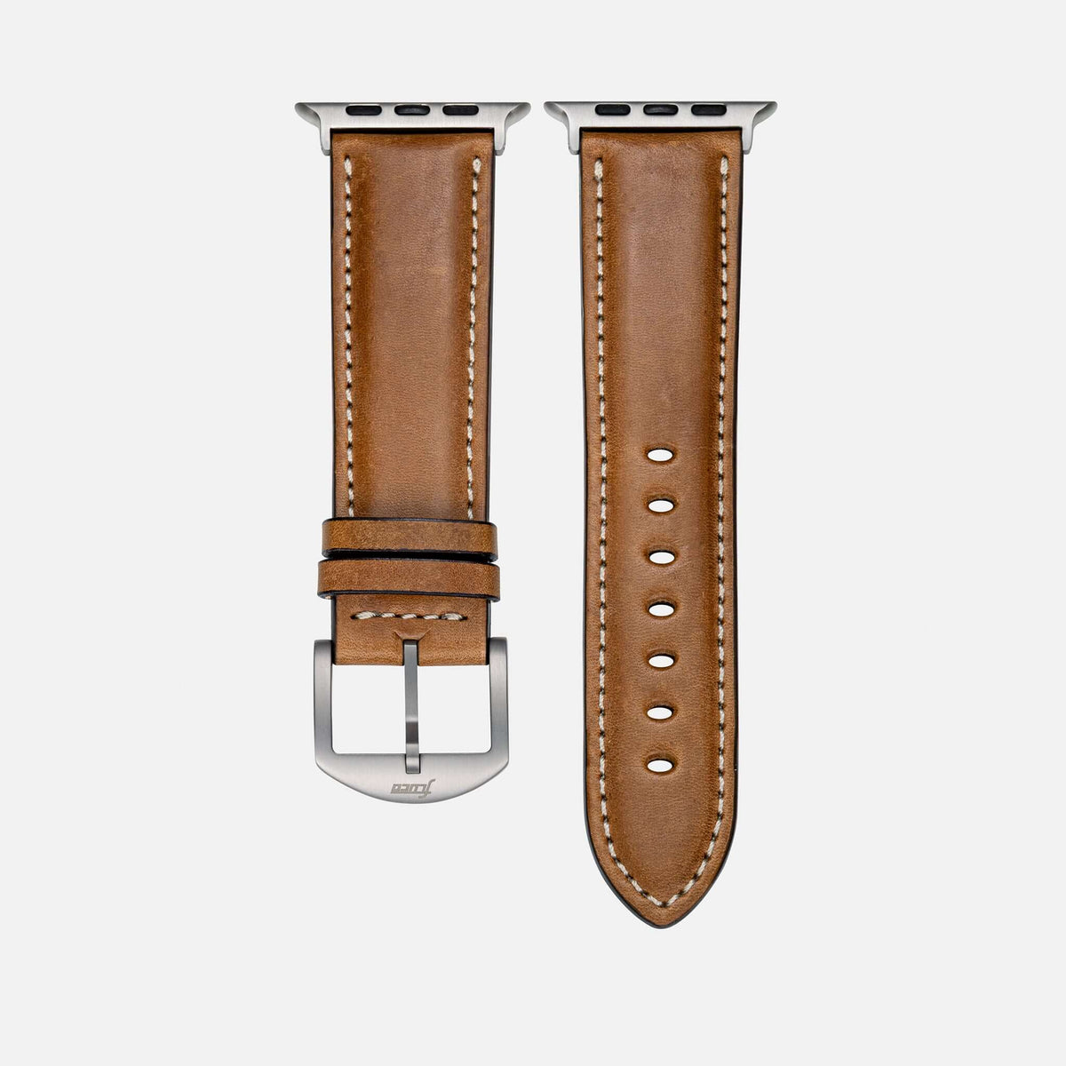 Apple Watch Lederarmband Casablanca – Hellbraun aus feinstem italienischen Rindleder mit Echt Titan Schnalle, rustikales apple watch armband bio gegerbt.