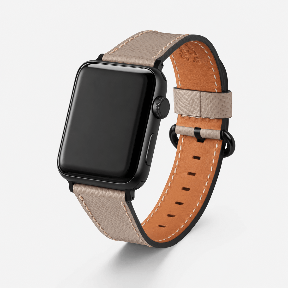 Luxuriöses Apple Watch Lederarmband Damen Cupertino Taupe in edlem Taupe mit feinstem Epsom Kalbleder.
