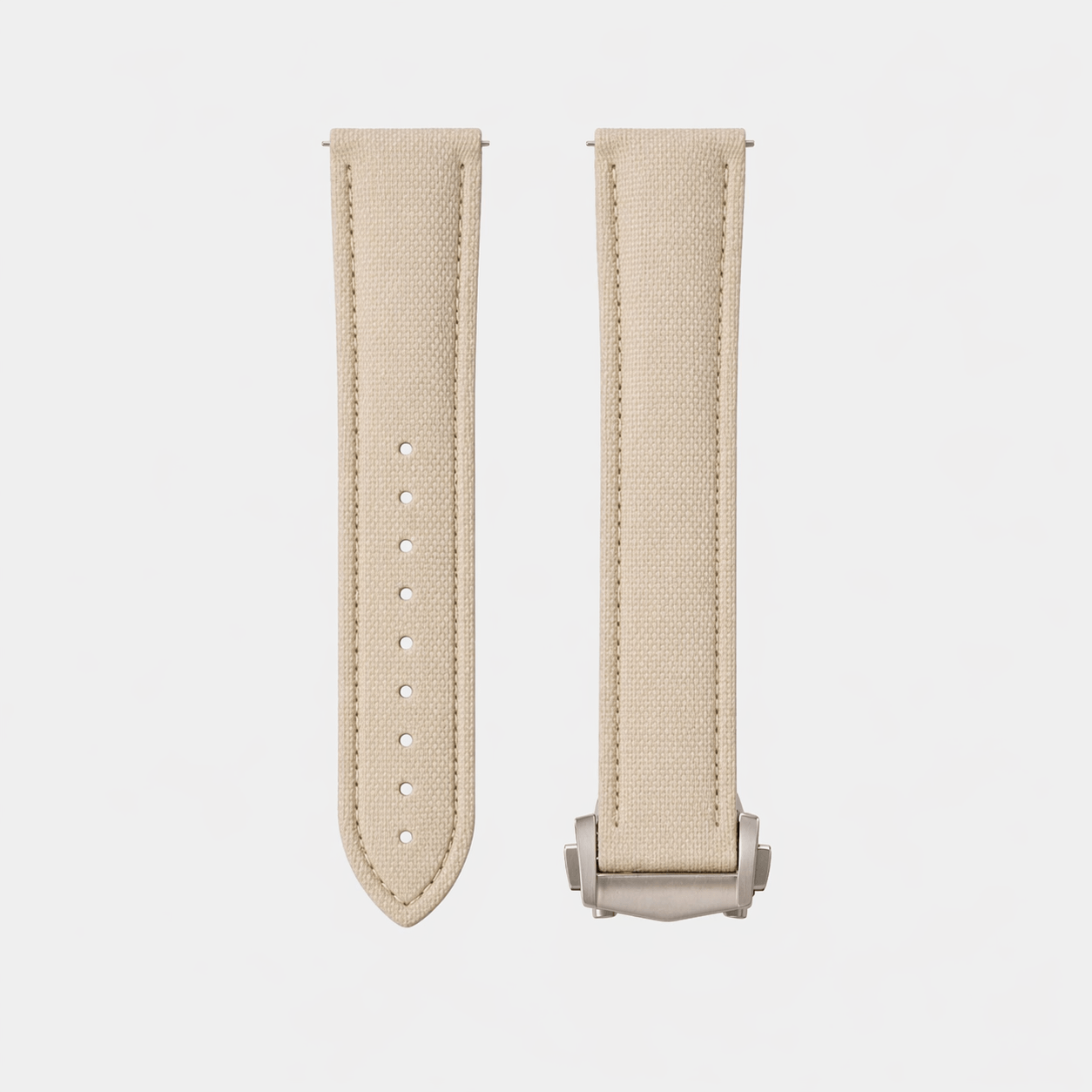Monaco – Faltschließen Uhrenarmband aus FKM Kautschuk, beige mit Faltschließe, modern und minimalistisch