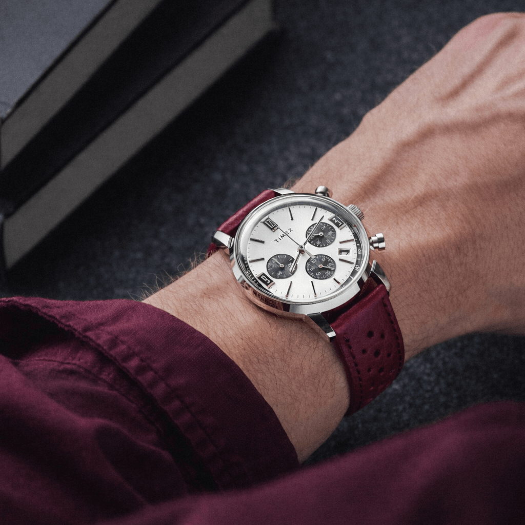 Monza – Uhrenarmband aus Leder im Racing-Stil mit Lochung, elegantes Design am Handgelenk