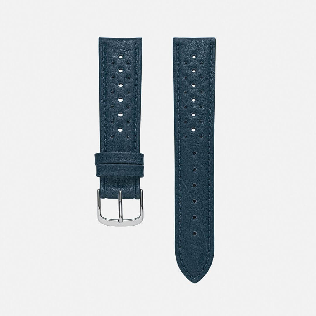 Hochwertiges Uhrenarmband aus Leder in Blaugrün von FLUCO, handgefertigt in Deutschland