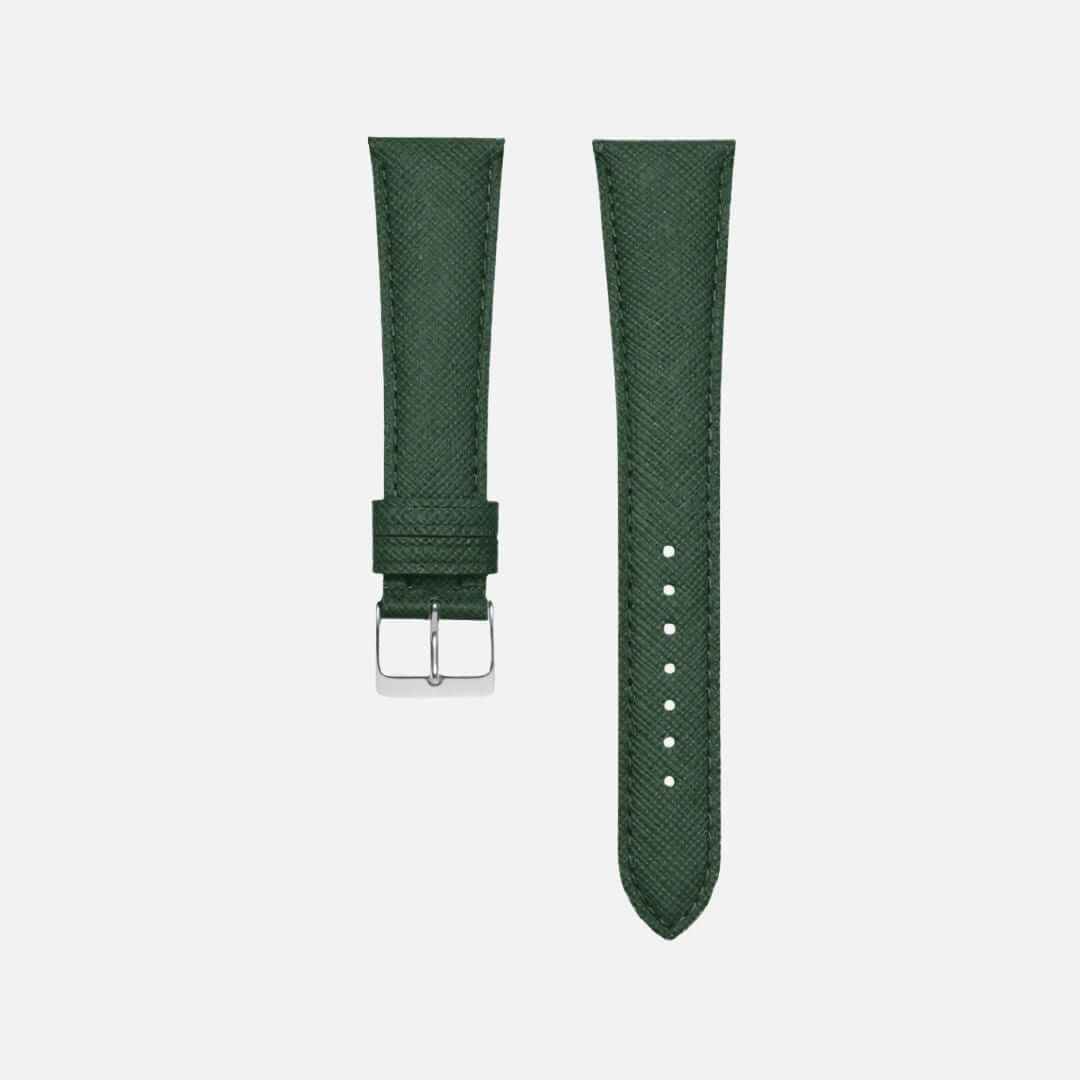 Saffiano – Uhrenarmband mit charakteristischer Saffiano Kreuzprägung in grünem Kalbleder