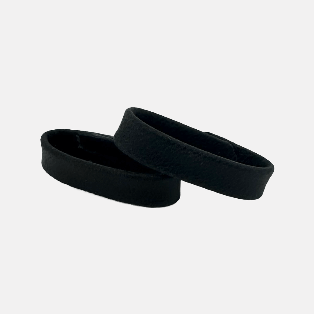 Ein Paar schwarze Uhrenarmband Schlaufen aus hochwertigem Snow Calf Leder, ideal für eine sichere Befestigung von Uhrenarmbändern.