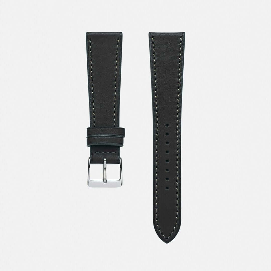 Schwarzes Barenia Glattleder Uhrenarmband – Handgefertigtes, strapazierfähiges und elegantes Uhrenarmband aus hochwertigem Barenia Glattleder, ideal für luxuriöse Zeitmesser wie die Rolex GMT Master