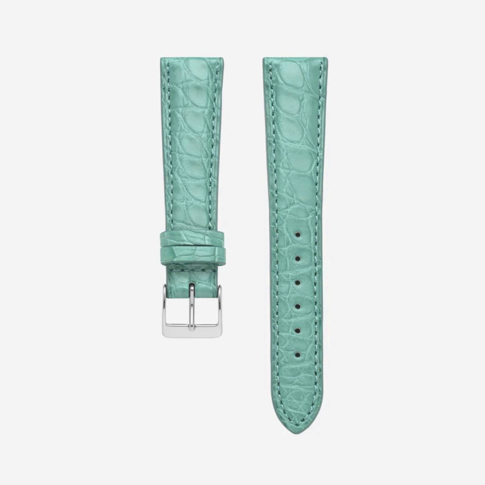 Tiffanyblaues Kroko Alligator Uhrenarmband – Handgefertigtes, luxuriöses Uhrenarmband aus hochwertigem Kroko Alligatorleder in Tiffanyblau, ideal für elegante und sportliche Zeitmesser