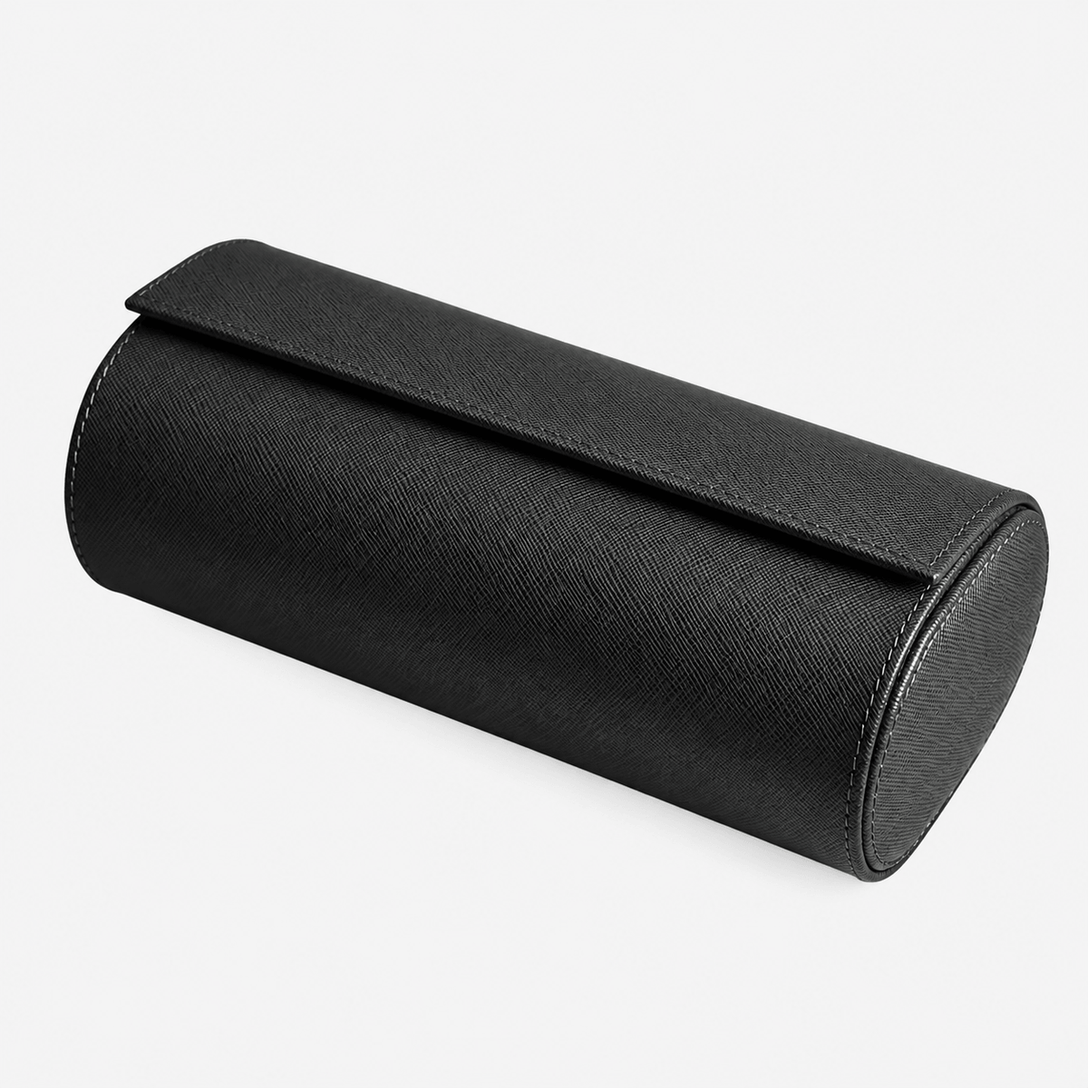 Uhrenrolle für drei Uhren Origin – Hochwertiges italienisches Saffianoleder in elegantem Schwarz.