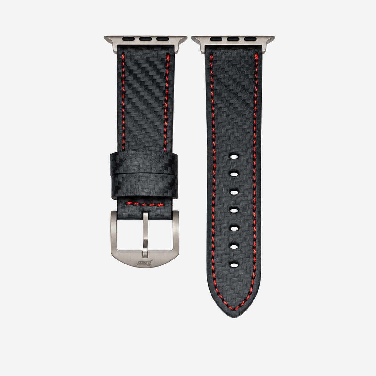 Bergwerk Carbon Rot – Apple Watch Band mit hochwertiger LederCarbon-Struktur, luxus carbon armbänder, echtes Leder mit Carbon-Prägung.