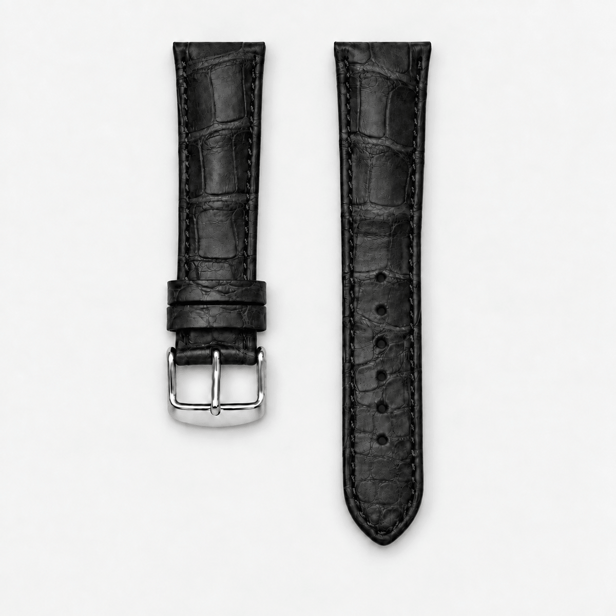 Full Cut bombiert – Armband aus vollflächigem Louisiana-Alligatorleder in Schwarz, Länge M (118x 75mm)