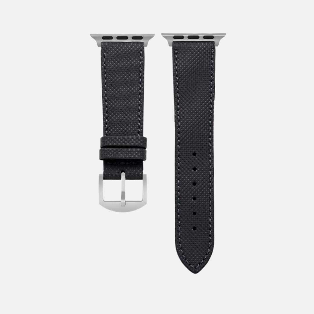 Nautilus Apple Watch Lederarmband – Schwarz, Wasserfest, aus hochwertigem deutschem Rindleder, modernes Design, kratzfest, ideal für Sport.