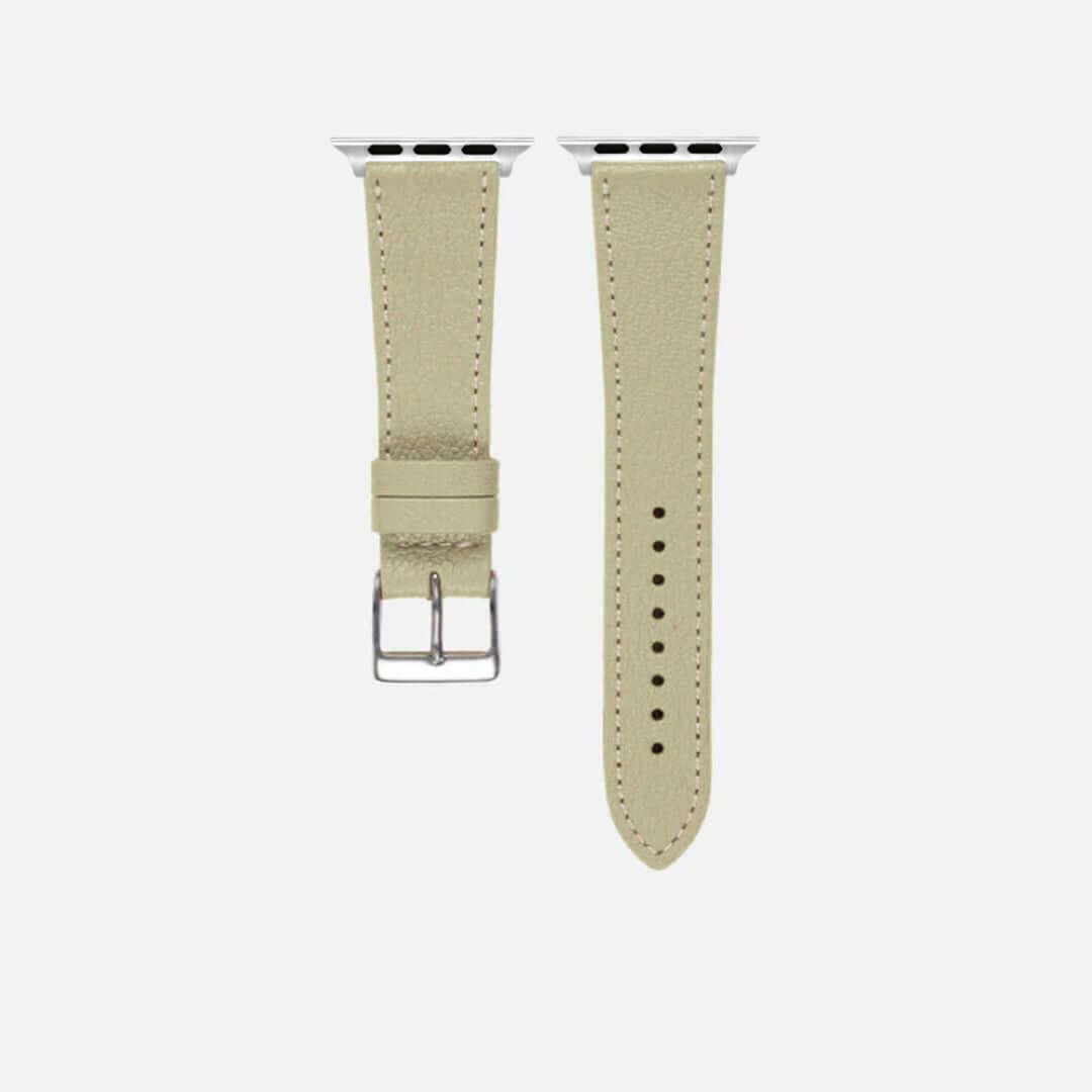 Taupe kurzes Apple Watch Armband- Biarritz, zeitlos elegant aus Ziegenleder, passend für vielseitige Kombinationen und luxuriösen Look.