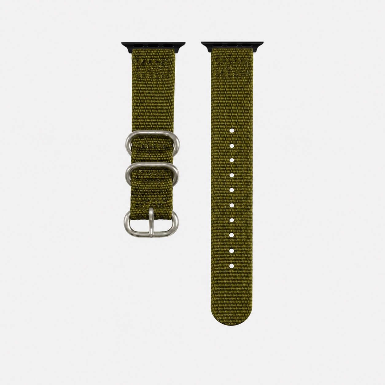 Cotton – Olivegrünes Nylon Apple Watchband im Textil-Look