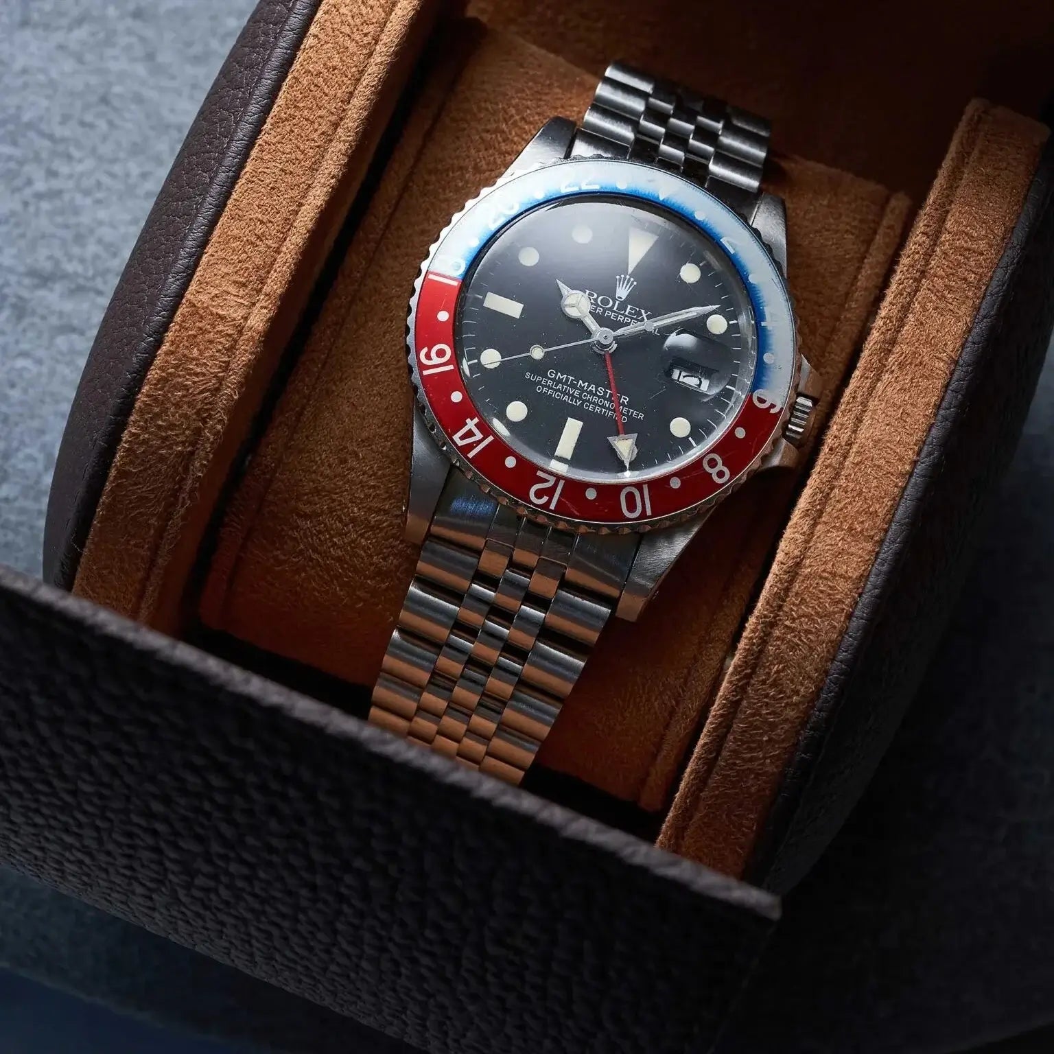 Uhrenrolle für eine Uhr Signature – Hochwertiges deutsches Togoleder, hergestellt von FLUCO. Luxuriöses Etui für wertvolle Uhren.