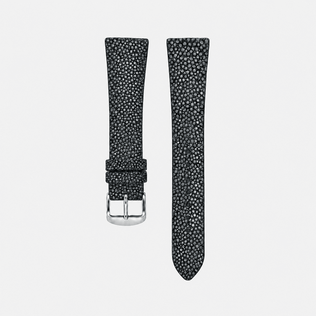 Marine – Uhrenarmband aus hochwertigem Rochenleder in Schwarz, handgefertigt, Länge M (118x 75mm)