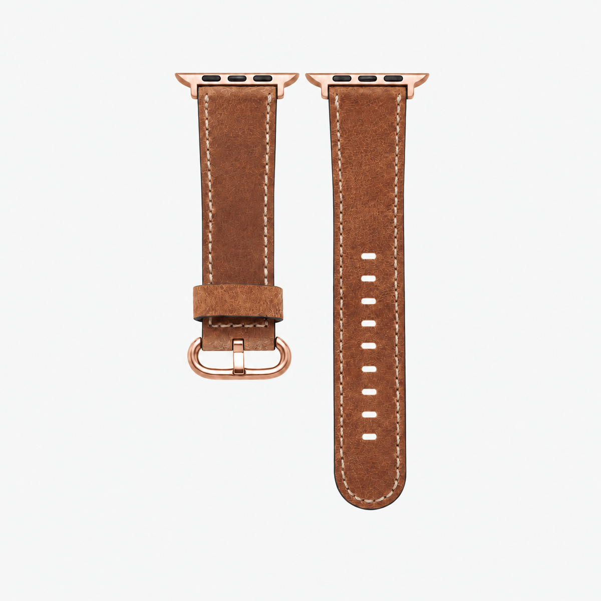 Apple Watch Lederarmband Vintage – Hellbraun mit rosegoldener Hardware, rustikaler Look aus italienischem Rindleder.