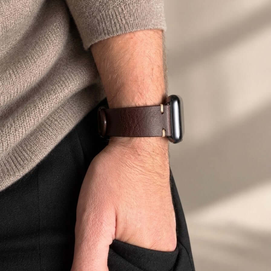Hunter Apple Watch Armband Leder Dunkelbraun
