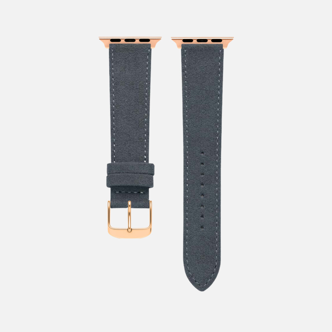 Alcantara – Apple Watch Armband in Dunkelgrau, edles Design aus italienischem Alcantara für Business, Freizeit und Sport.