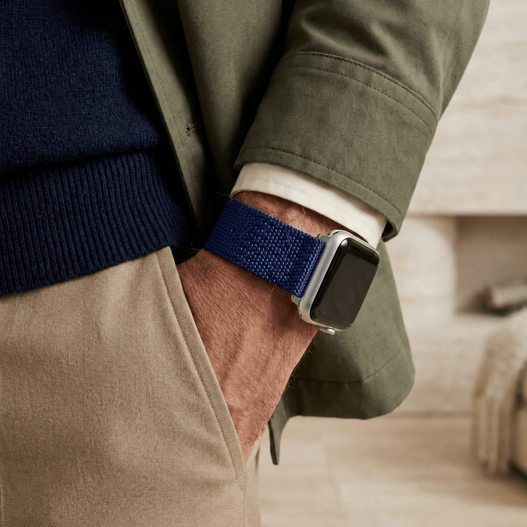 Cotton - Blue Nylon Apple Watch Band in Textile Look