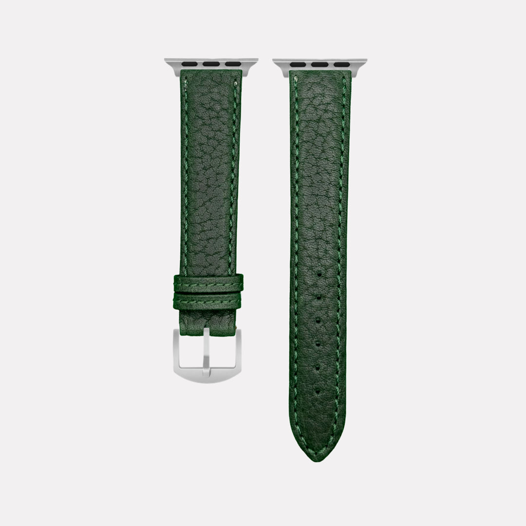 Apple Watch Stierlederarmband Torro Dunkelgrün in hochwertigem spanischem Leder für stilvolle Optik.