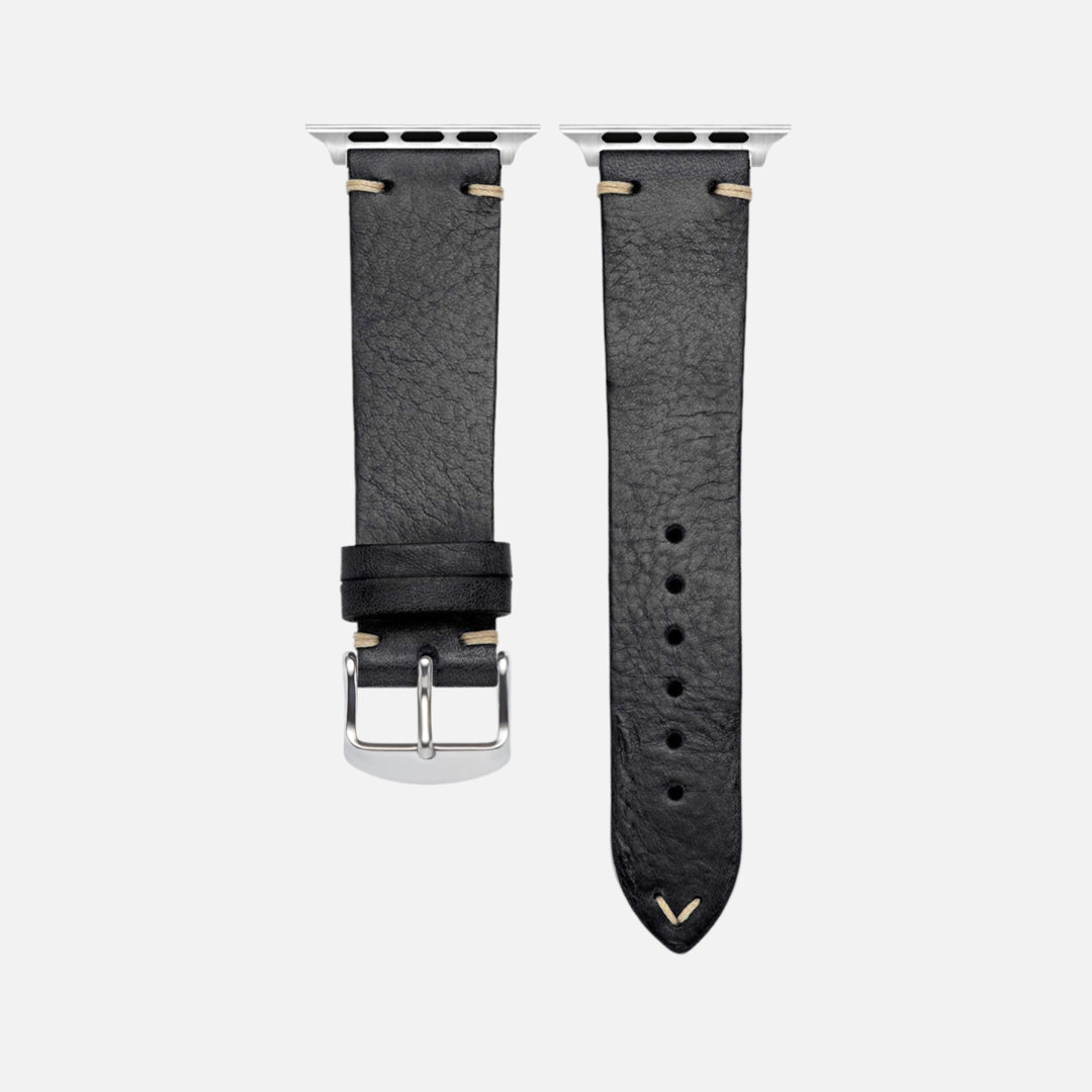 Hunter Apple Watch Armband Leder Schwarz