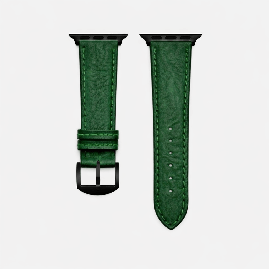 Apple Watch Stierlederarmband Torro Dunkelgrün, modern und stilvoll mit hoher Handwerkskunst, aus hochwertigem spanischem Leder gefertigt.