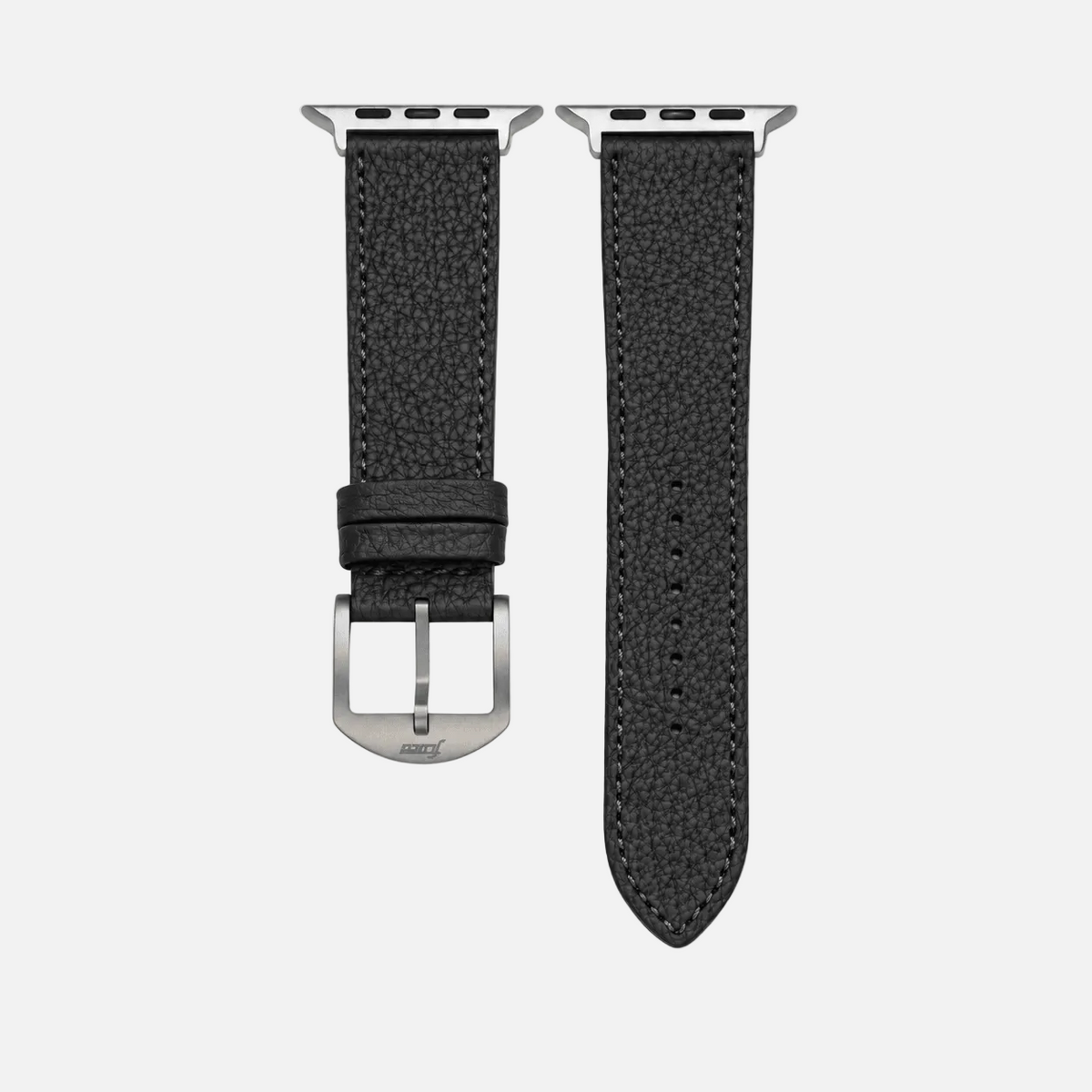 Schwarzes Lederarmband für Apple Watch aus Togoleder mit Echt Titan Schnalle - luxuriös und stilvoll.