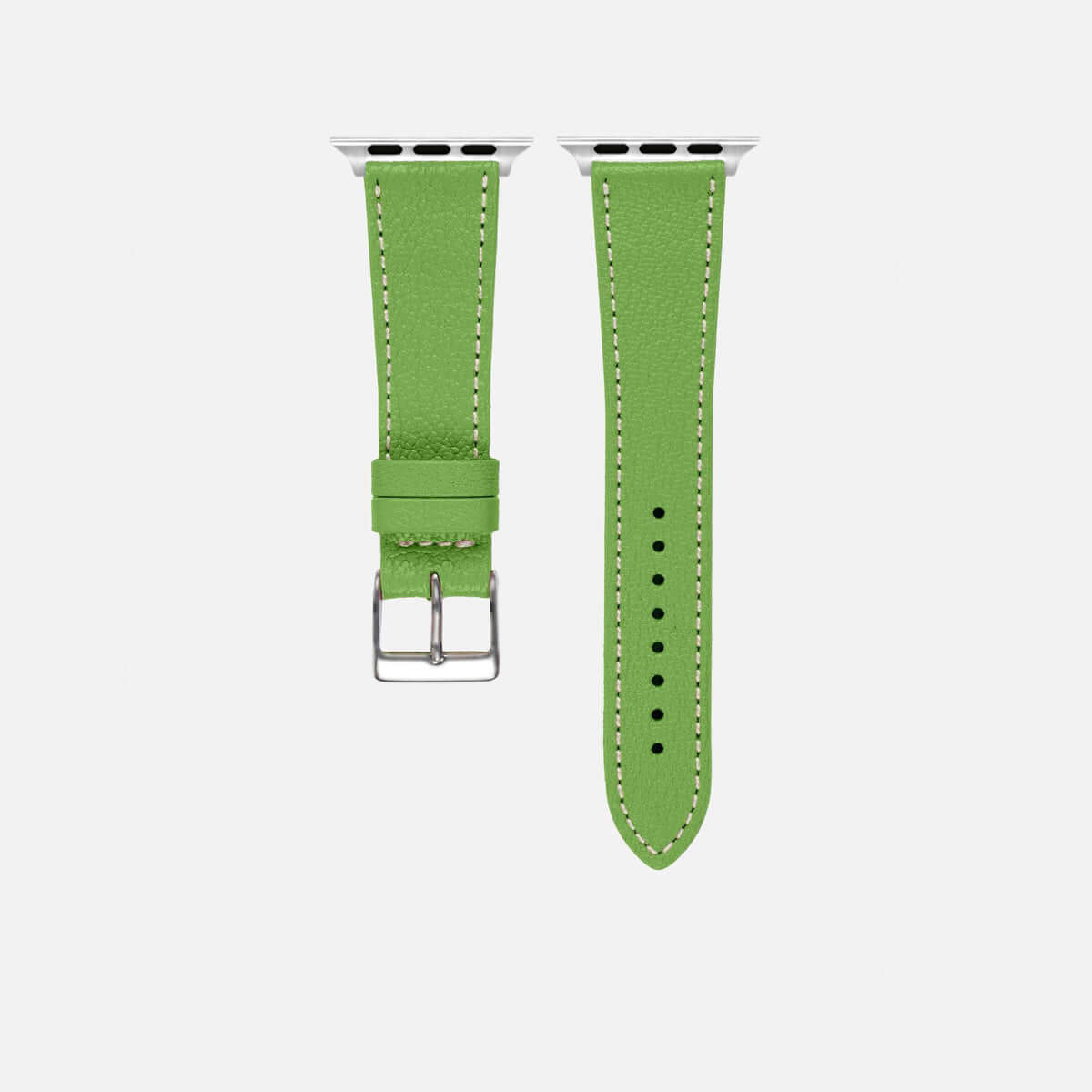 Hellgrünes kurzes Apple Watch Armband- Biarritz, handgefertigt aus französischem Leder, modernes Accessoire aus Bayern.