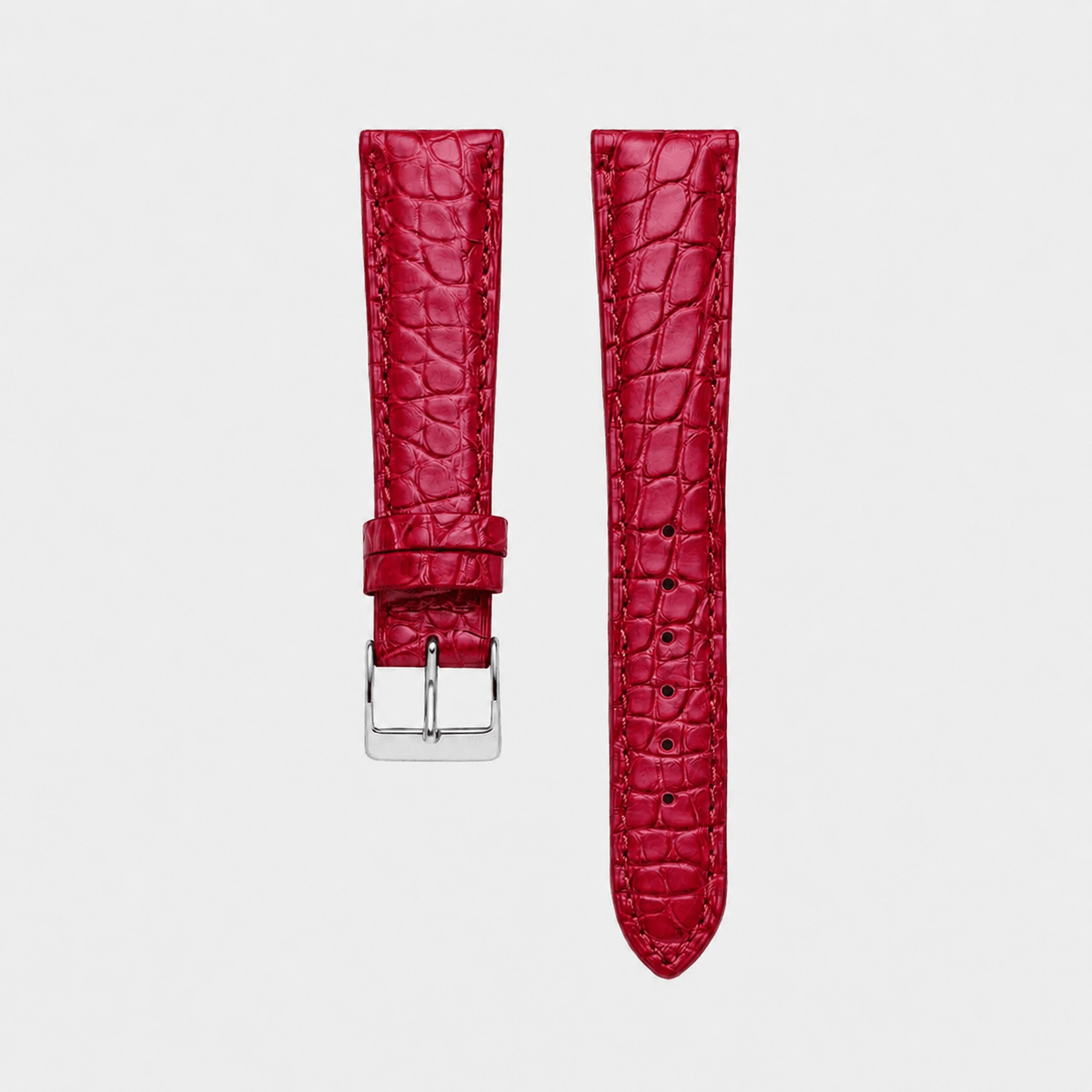 Frosted – Armband aus edlem, matt gefinishtem Louisiana-Alligatorleder in Rot, M (118x 75mm).
