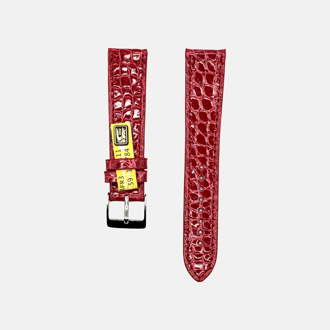 New Orleans – Flaches Uhrenarmband aus Louisiana-Alligatorleder kurze Länge 18mm in Rot, passt für Cartier-Uhren, luxuriöses Design.