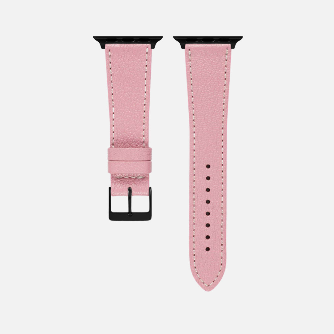 Rosa kurzes Apple Watch Armband- Biarritz aus Ziegenleder mit marmorierter Maserung, extra weich und wasserdicht, elegante Gestaltung