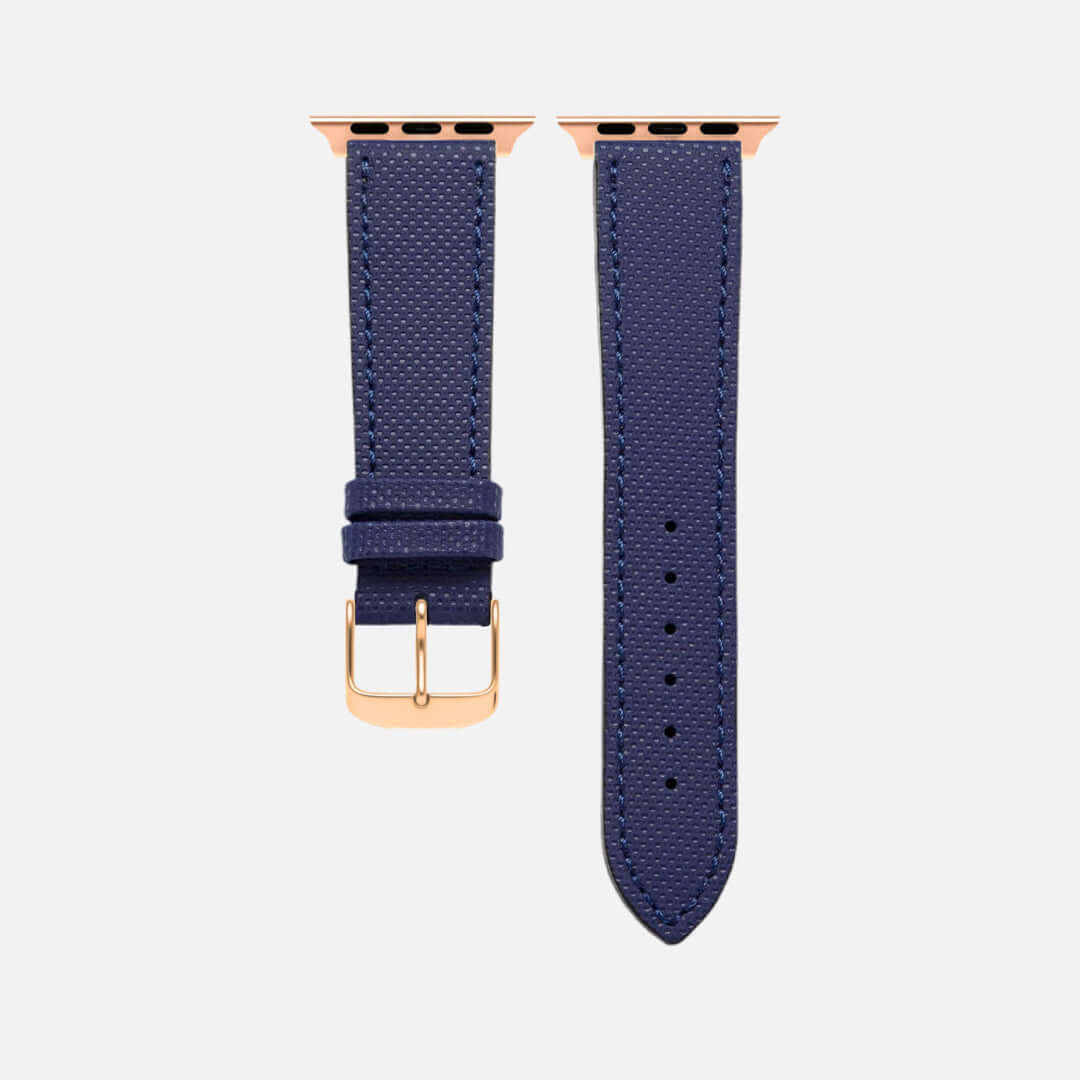 Navyblaues Apple Watch Lederarmband Wasserfest | Nautilus, aus deutschem Rindleder mit wasserdichter Beschichtung, kratzfestes Design
