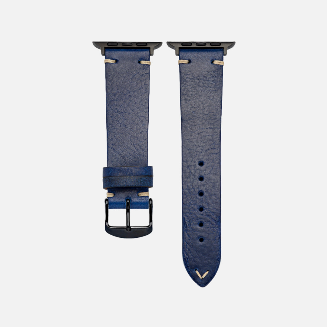Hunter Apple Watch Armband Leder Blau
