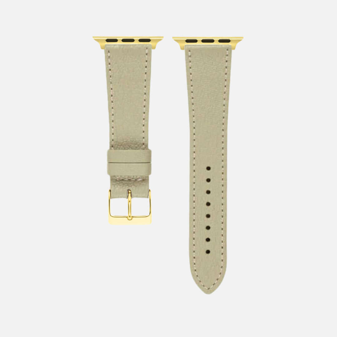 Taupe kurzes Apple Watch Armband- Biarritz aus feinstem Ziegenleder, elegante und vielseitige Farbauswahl, stilvoll und luxuriös.