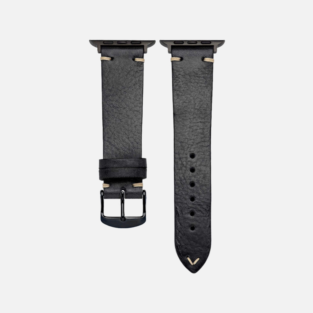Hunter Apple Watch Armband Leder Schwarz