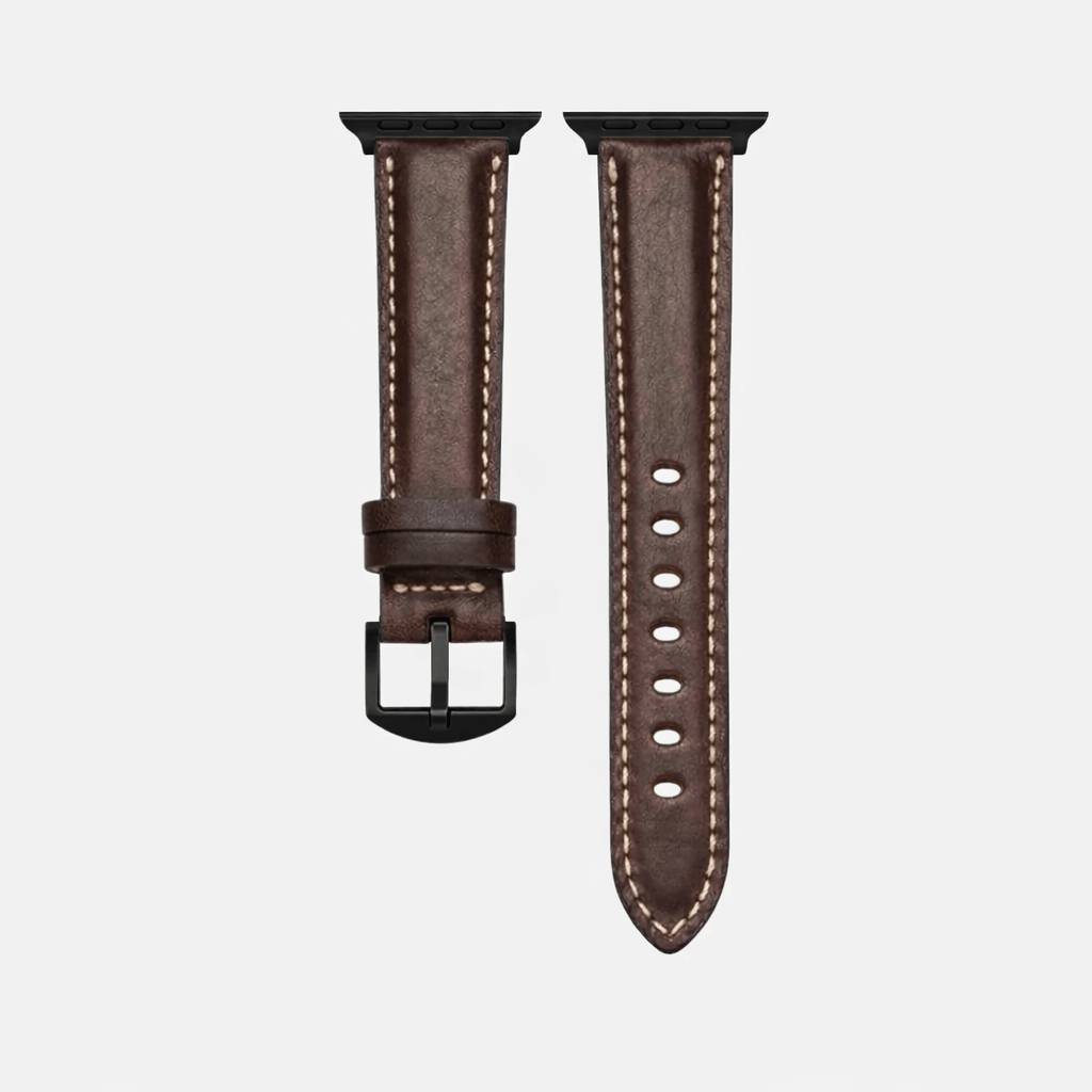 Apple Watch Lederarmband Casablanca – Dunkelbraun aus italienischem Rindleder, passend für Series 1-10 und Ultra, klassisch und edel.