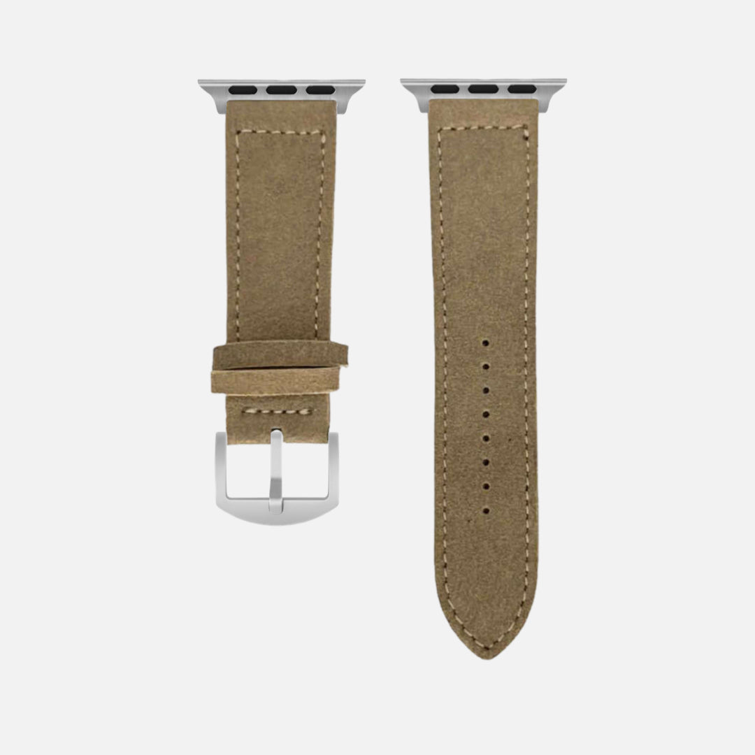 Beiges 24mm Apple Watch Ultra Lederhosen Armband – aus altsämisch gegerbtem Hirschleder, traditionelles Design für Stil und Komfort.