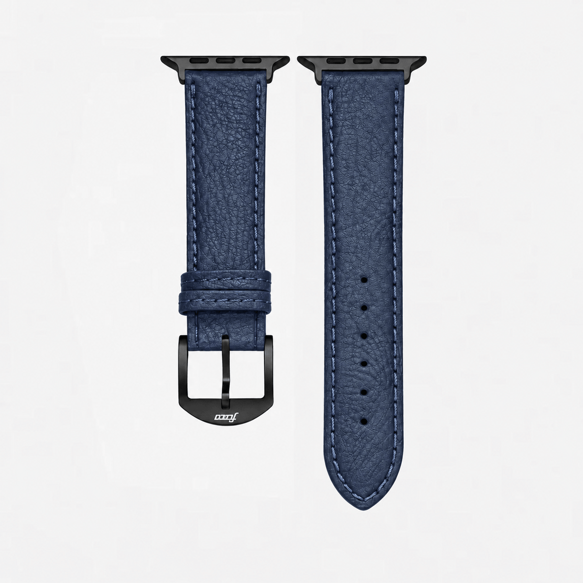 Apple Watch Stierlederarmband Torro Blau, hochwertiges blaues Lederarmband für Apple Watch mit schwarzer Hardware.