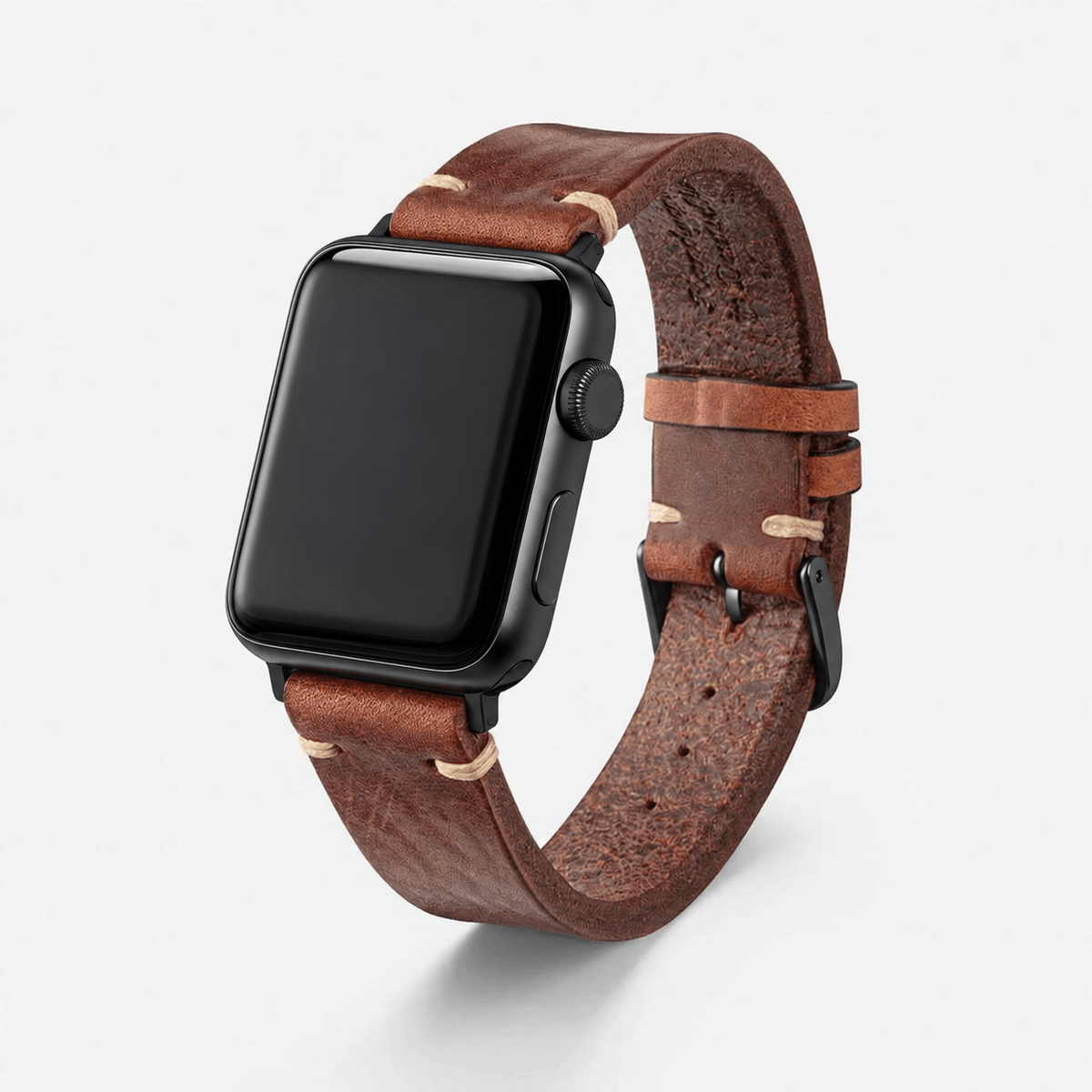 Hunter Apple Watch Armband Leder Hellbraun, hellbraunes Rindlederarmband für Apple Watch, stilvoll und hochwertig.