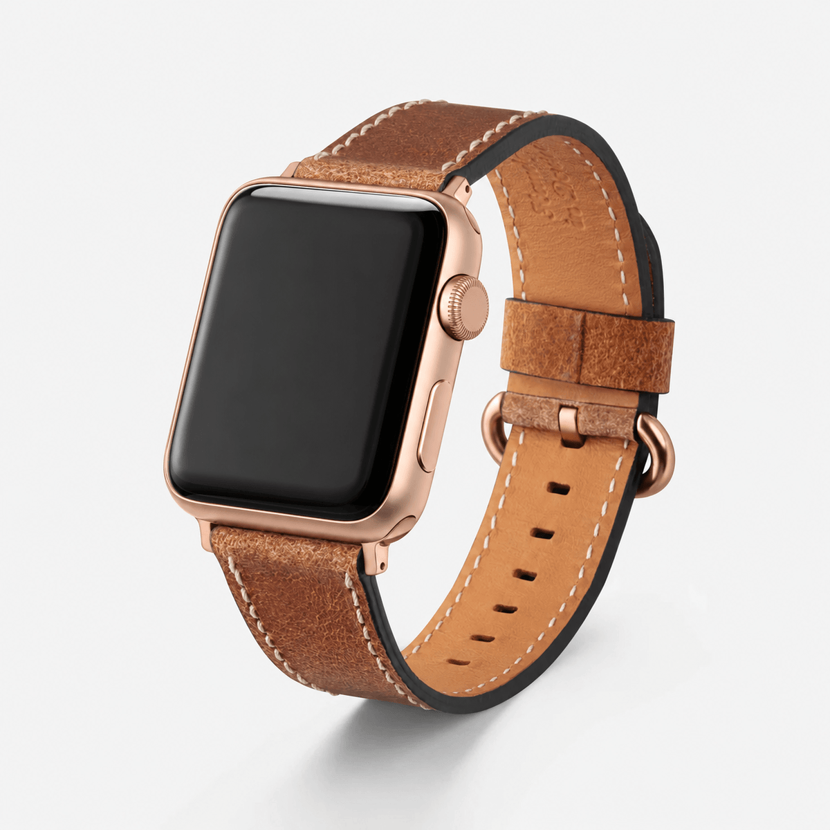 Apple Watch Lederarmband Vintage – Hellbraun, rustikales hellbraunes Armband aus italienischem Rindleder.