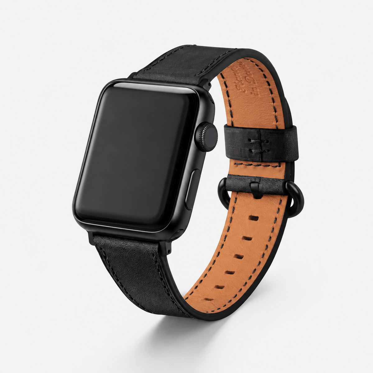 Schwarzes Apple Watch Armband Leder - Bidart aus hochwertigem Barenia Leder mit stilvollem Design.