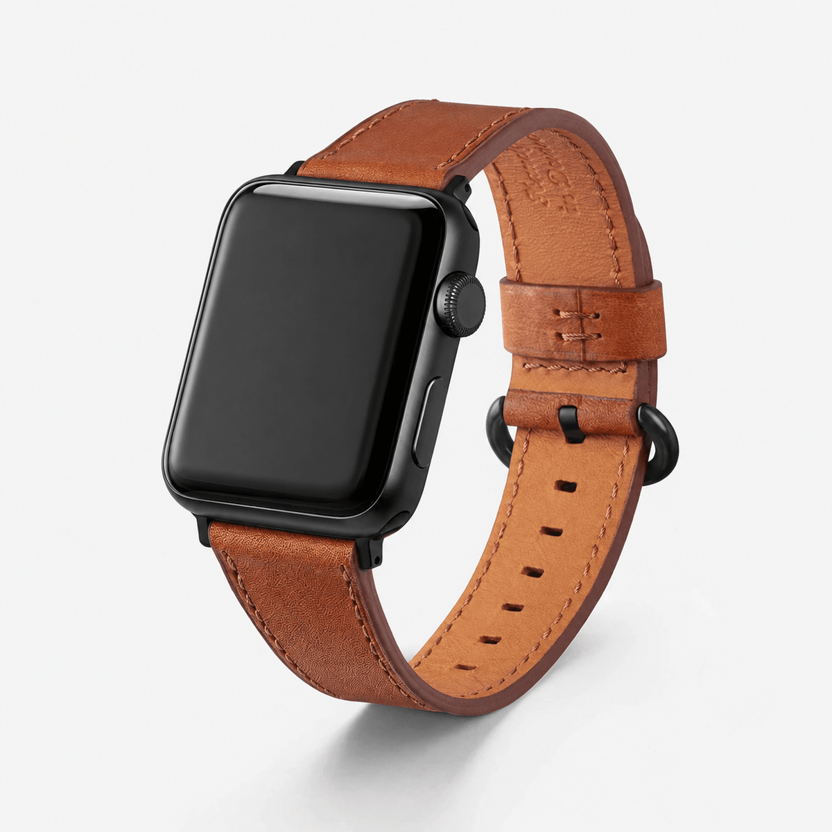 Sattelbraunes Apple Watch Armband Leder - Bidart, elegantes Lederarmband für Apple Watch in Hellbraun.
