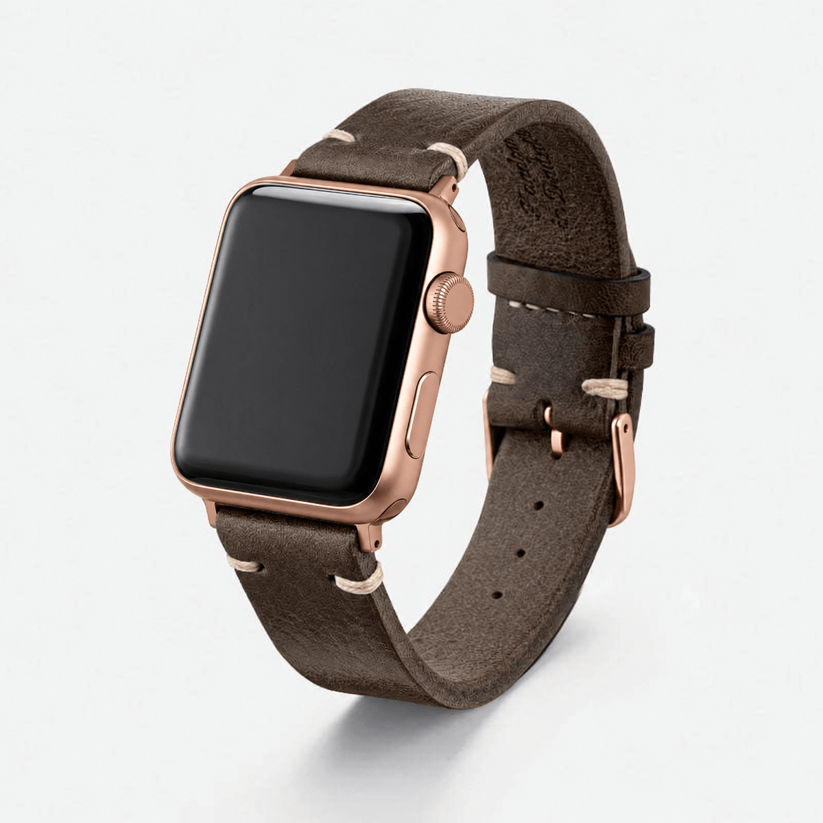 Hunter Apple Watch Armband Leder Olive in eleganter Olivenfarbe, aus hochwertigem vegetabil gegerbtem Leder gefertigt.