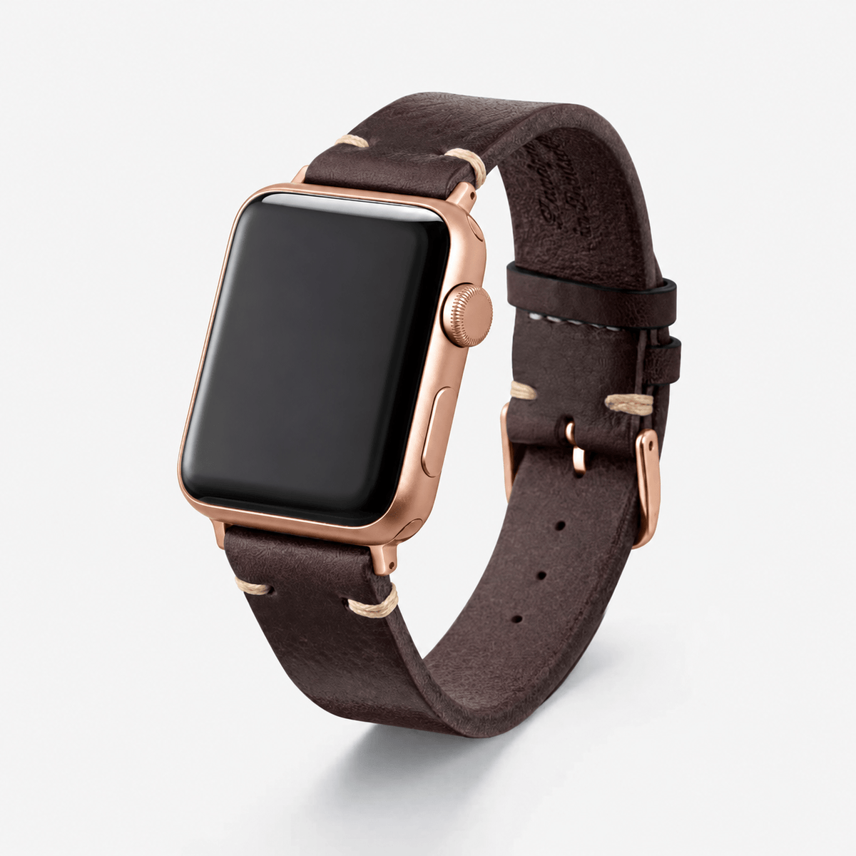 Hunter Apple Watch Armband Leder Dunkelbraun an moderner Smartwatch in elegantem Design.