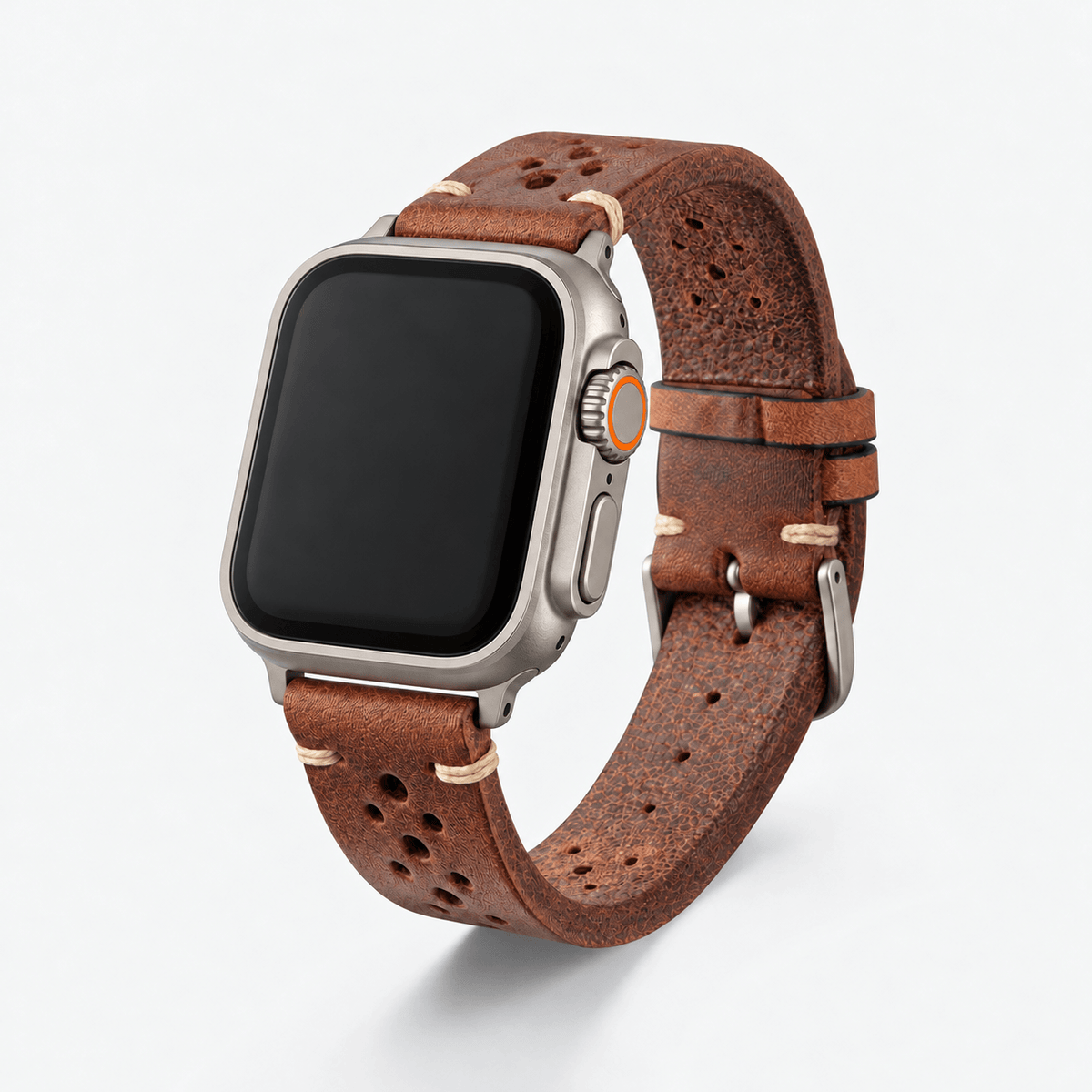 Rallye Lederband für Apple Watch – Hellbraun, sportliches Design aus hochwertigem Rindleder, präzise gefertigt.