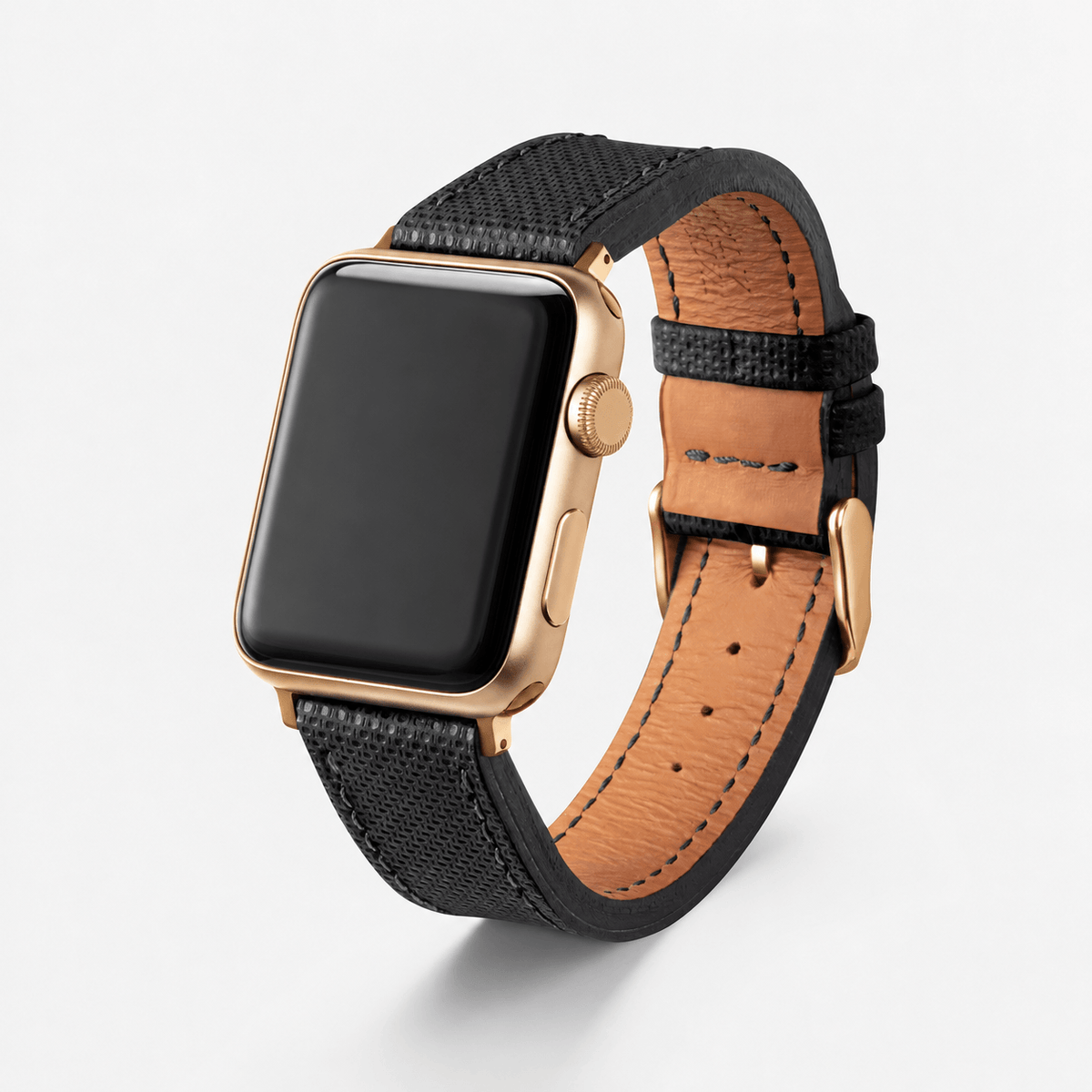Nautilus Apple Watch Lederarmband – Schwarz, Wasserfest, hochwertiges wasserfestes made in germany apple watch armband.